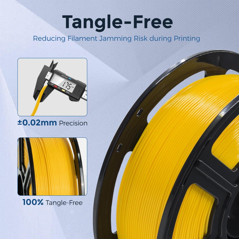 FLASHFORGE فيلم فلاشفورج PETG برو 1.75 مم أصفر، خيط طابعة ثلاثية الأبعاد 1 كجم (2.2 رطل) بكرة، دقة أبعاد +/- 0.02 مم، خيط طباعة ثلاثية الأبعاد لأجزاء ميكانيكية متنوعة، أجزاء مقاومة للماء - Image 5